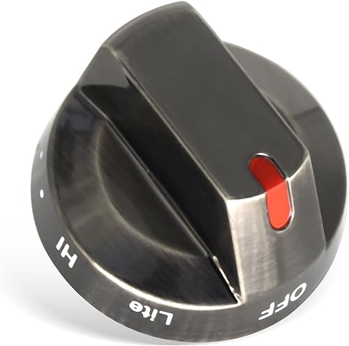 Pomo de estufa DG64-00473B actualizado para horno de gas, perilla de control de rango compatible con quemador de acero inoxidable negro Samsung (1