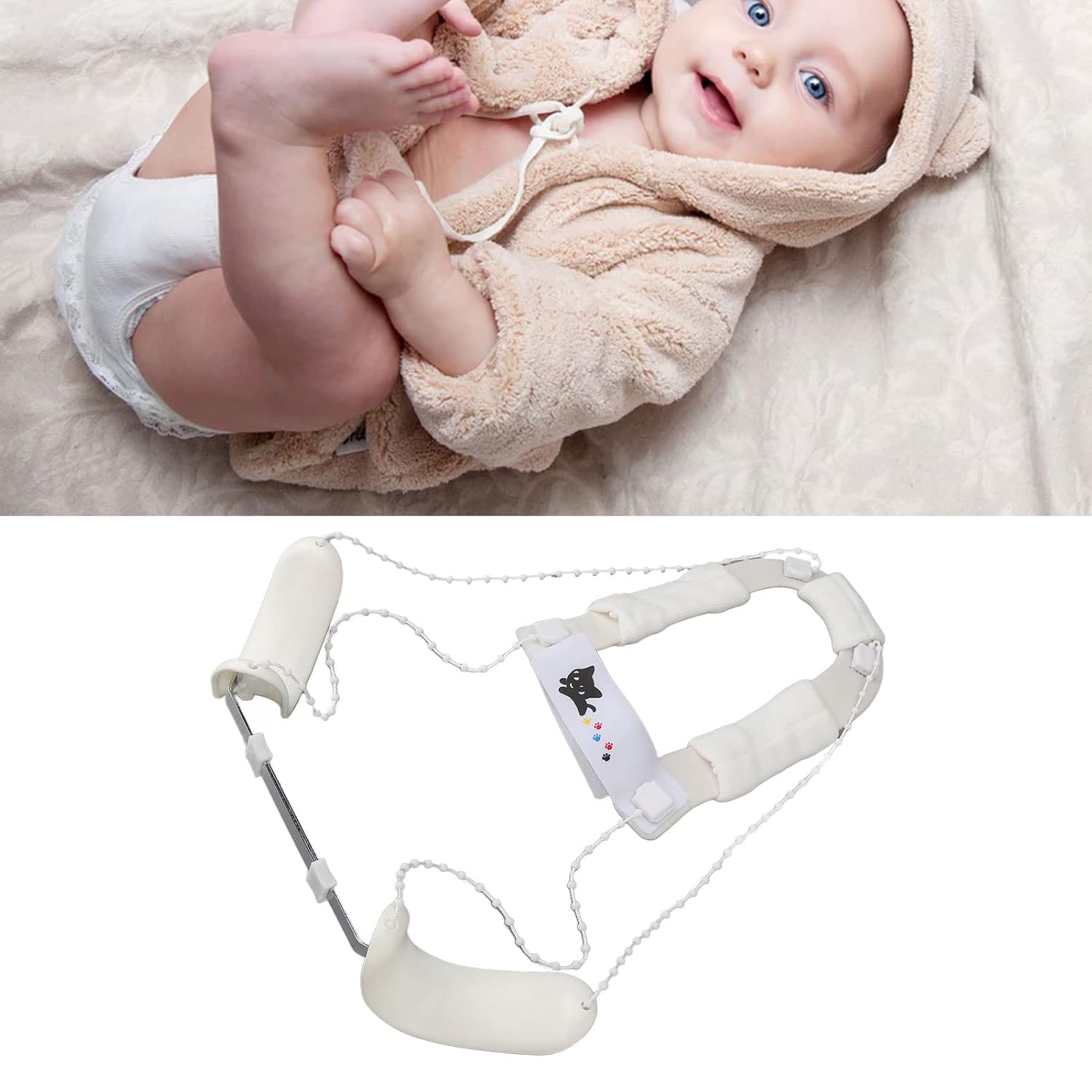 Pavlik Harness, Adjustable Wearable Type Beading Rope Reusable Baby Fixed Brace Soft Shoulder Straps Professional Hip Abduction Bracket Corrector Hip Abduction Bracket for Babies Under 12 Months