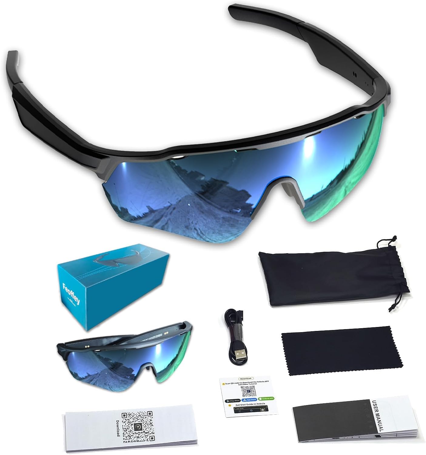 AI Smart Glasses, AI Sports Sunglasses for Men/Women, Bluetooth Built-in Speaker with Polarized Lens