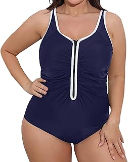 Traje de baño de 1 pieza para mujer, diseño floral, con cremallera, talla grande, con volantes, para fotografía