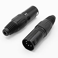 Vista 6 de Conector de cable XLR de 5 pines XLR de 5 pines, conector macho de conector de micrófono, adaptador de audio para micrófono, mezcladores, negro, 5