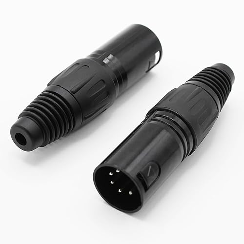 Miniatura 6 de Conector de cable XLR de 5 pines XLR de 5 pines, conector macho de conector de micrófono, adaptador de audio para micrófono, mezcladores, negro, 5