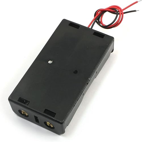 Miniatura 3 de IIVVERR Negro 2 x 3.7V 18650 Batería de resorte cargado batería titular caso w cables de alambre (Negro 2 x 3.7 V 18650 Batería de resorte Cargado