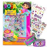 Dora Sparkle Bracelets, Reversible Bracelet Design with Easy Tab Closures, Includes Over 100 Glitter and Puffy Stickers