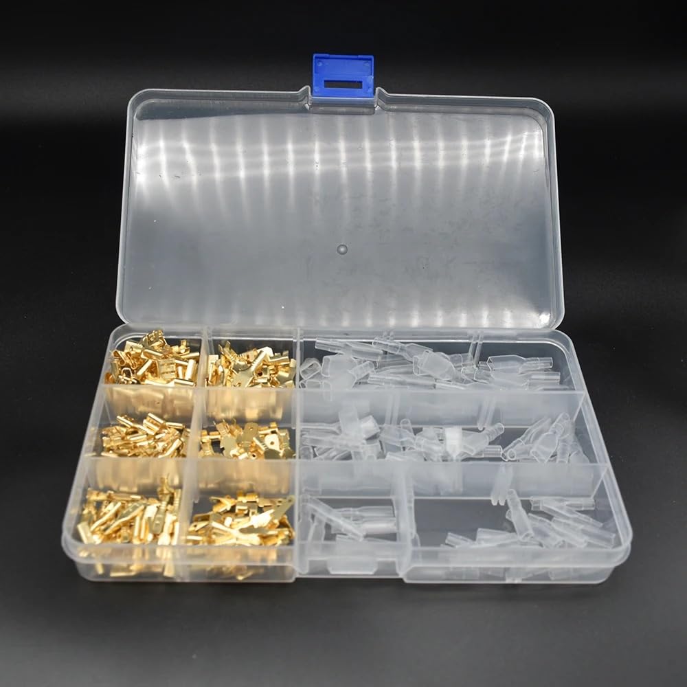DSZUJTYROP 270Pcs 2.8/4.8/6.3mm Insulated Male Female Wire Connector Electrical Wire Crimp Terminals Spade Connectors Assorted Kit