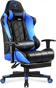 Gaming Chair with 3D Adjustable Armrests, Cow Print Design, Ergonomic Office Chair with High Back, Computer Chair with Footrest,Comfy Diamond Stitching Sest, Game Chair for Adults