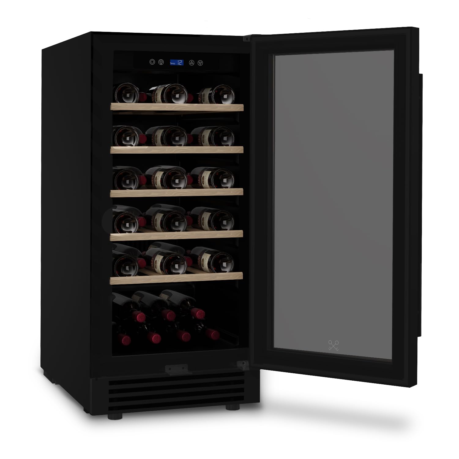 H.Koenig Les Petits Champs CAVCEB32 - Vinoteca independiente de 32 botellas, 82L de capacidad, diseño elegante, temperatura ajustable, sistema antivibración, cerradura con llave