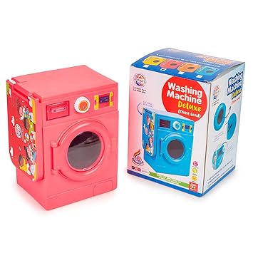 Ratna's Washing Machine Deluxe Pink Color with Front Load Door & Foldable Iron Table Household Pretend Play Role Play Plastic Toy for Kids