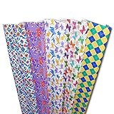 Haioo Papel de Regalo 6 Rollos de Papel para Envolver de Navidad, Cumpleaños y Fiestas 1 Set de 6 Rollos - 70 cm X 2 m por Rollo (Multicolor 5)
