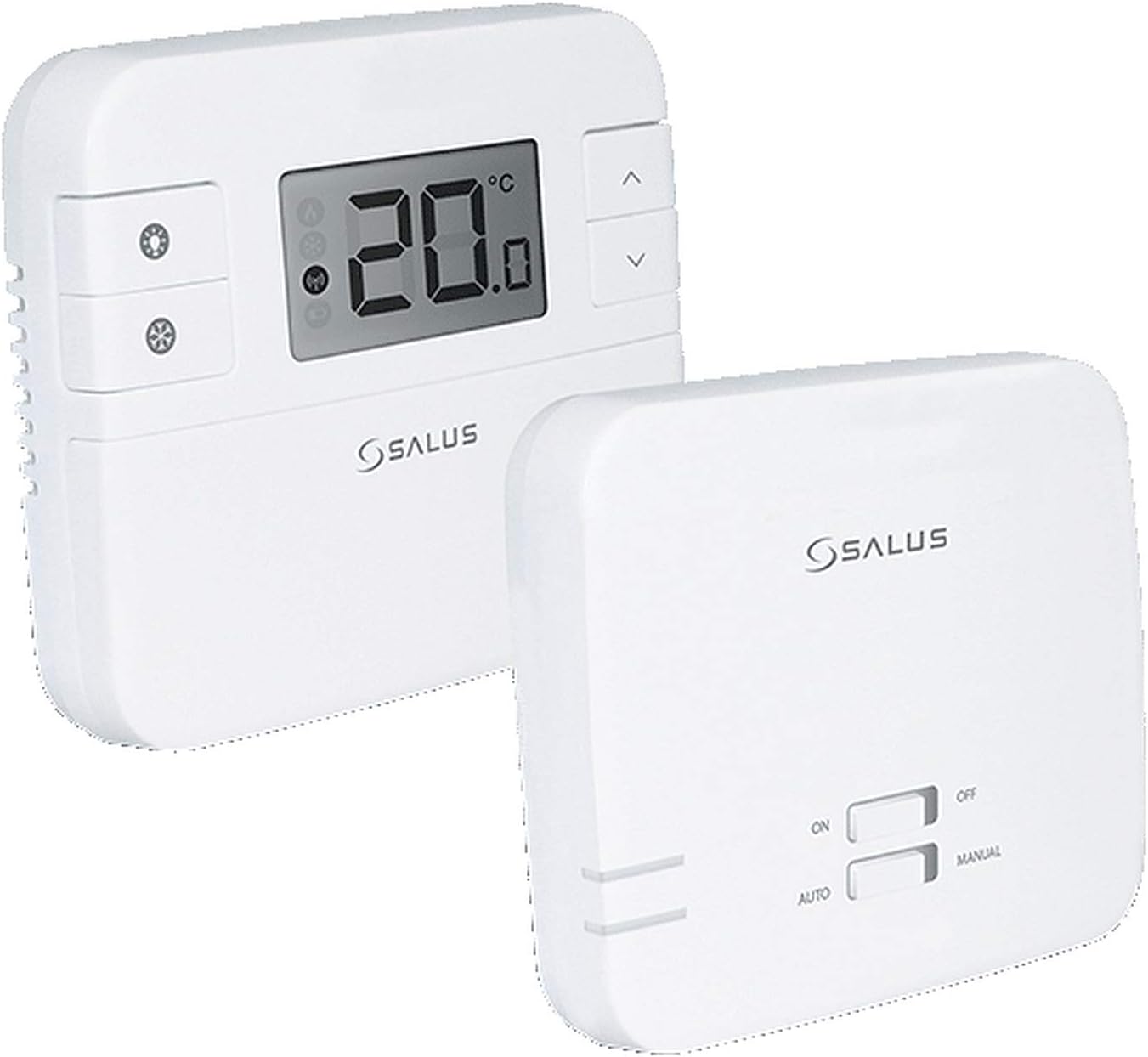 Salus RT310RF Wireless Thermostat - Non Programmable Digital Room Thermostat with RF Receiver, Easy to Install Heating Control for Boiler, Volt Free & 230V, 30m Range