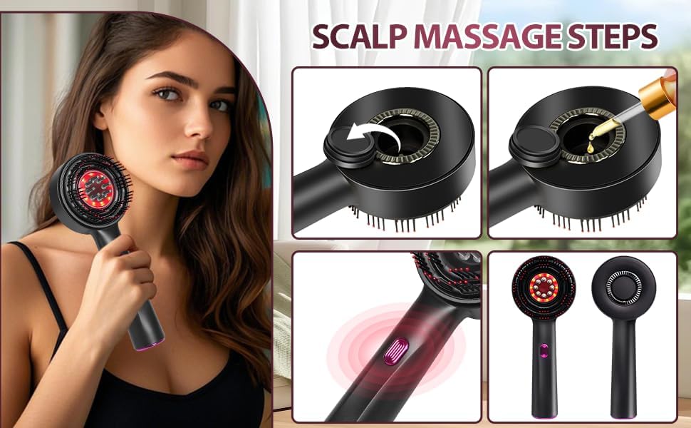 Image of BINSBARRY Premium Head Scalp Electric Massager Comb | Scalp Massaging Brush with 3 In 1 Hair Oil Applicator | IPX7 Water Resistant,Portable Deep Massager For Hair & Head Relaxation at Home | Shiatsu Massage for Hair Growth /Stress Relax (Multicolor)
