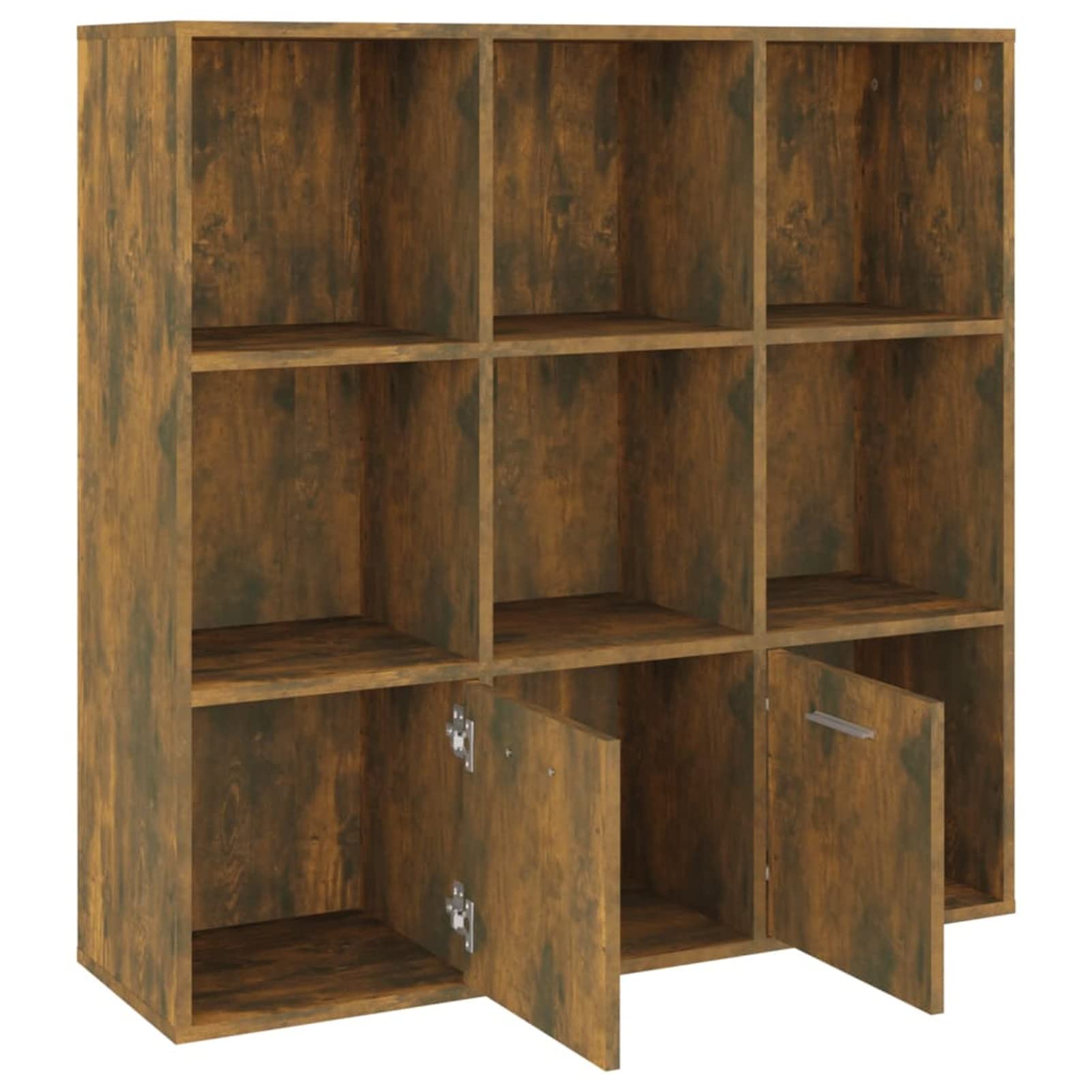 Tidyard Libreria da parete, divisorio per CD, DVD, divisorio con 7 cubi aperti, 2 porte, materiale in legno, legno di incenso, 98 x 30 x 98 cm