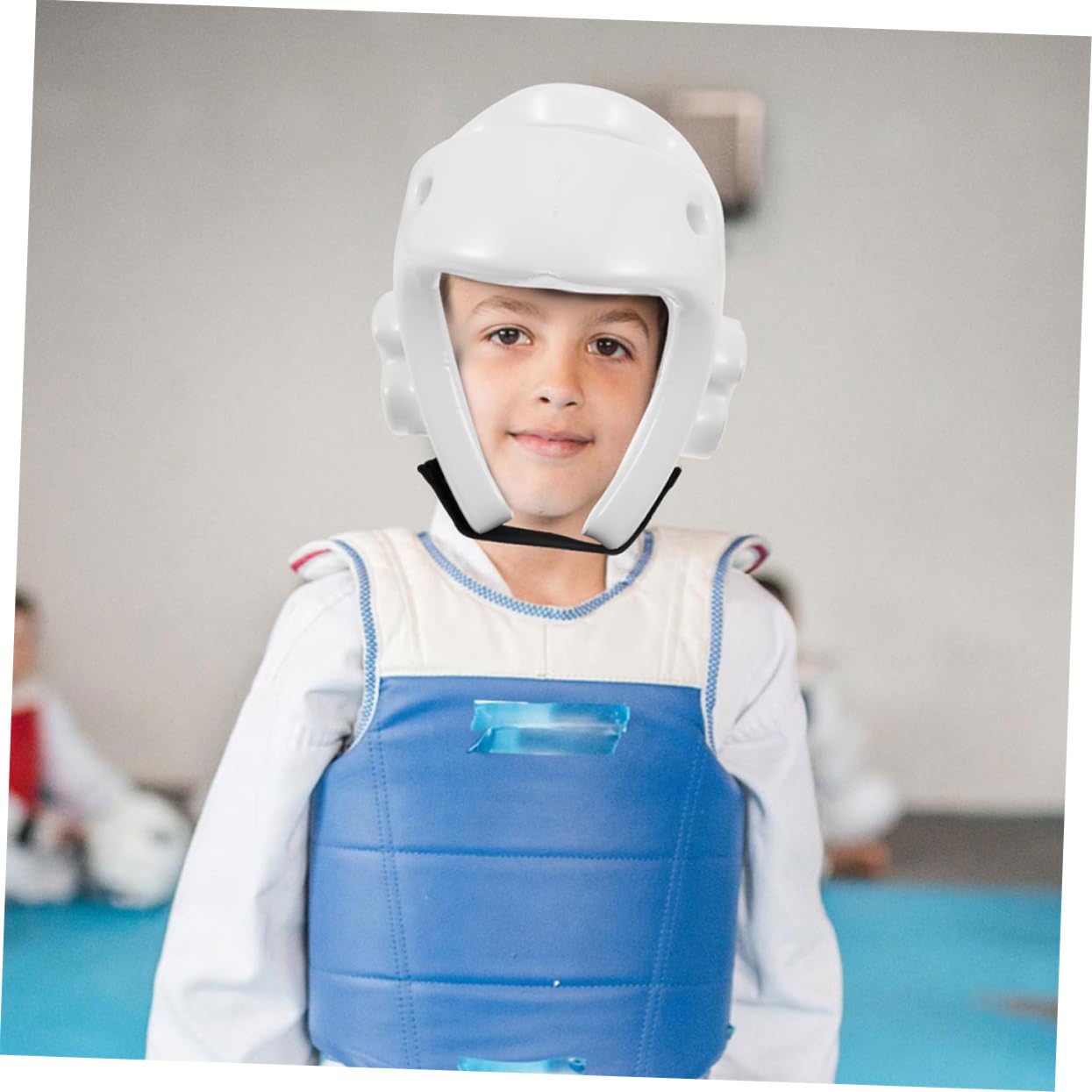 Happyyami Caschetto Protettivo per Ragazzi in Pu Bianco, Casco da Boxe Sicuro e Traspirante per Taekwondo e Karate, per Allenamenti e Sparring