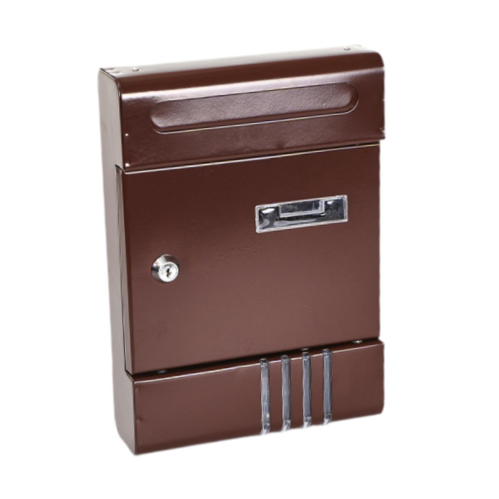 F Fityle Magazas de buzón montadas en la pared Post Lockable de la caja decorativa Decorativa Buzón de periódico Postbox Box Box Buzón para puerta Exterior, MarrÓn