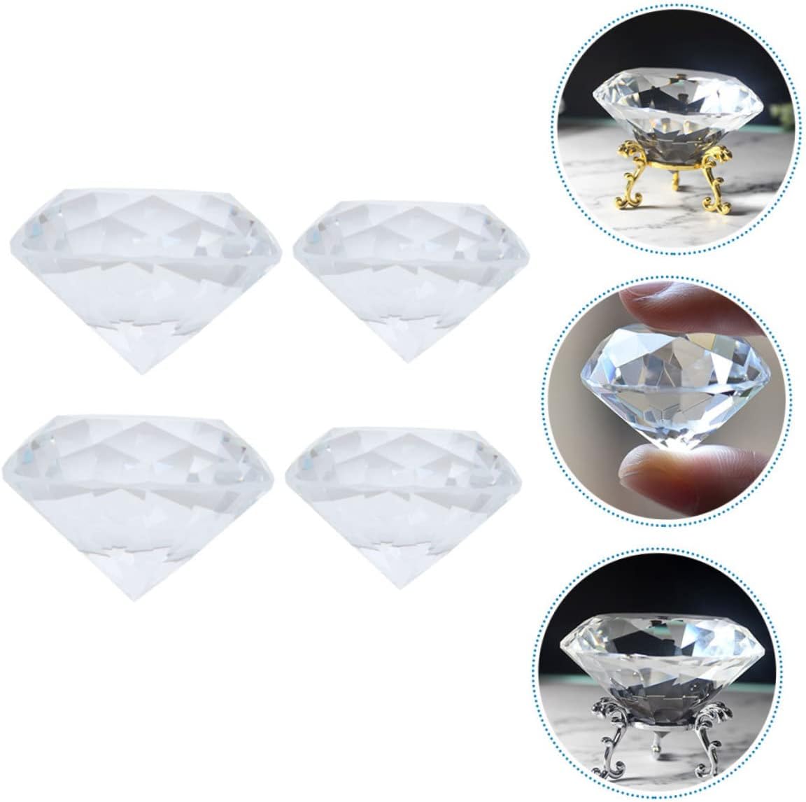 ABOOFAN 4pcs Diamond Decorative Nail Art Display Props Transparent Models for Hand Photography DIY Accessories Home Car Decoration Present for Special Occasions