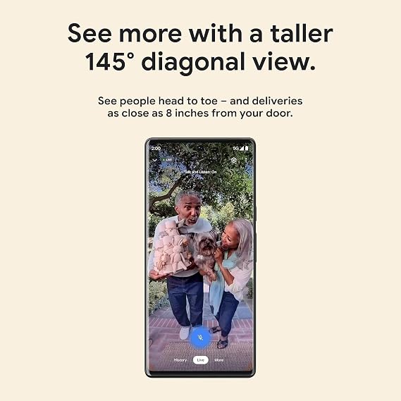 Google Nest Doorbell (Wired, 2nd Gen - Pro Version) - Wired Video Doorbell Camera - Doorbell Security Camera - Non-Retail Packaging - Snow