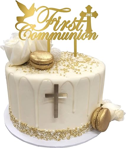 Decoración para tartas de la primera comunión, acrílico reutilizable, decoración de pastel de primera comunión, bautizo para niños