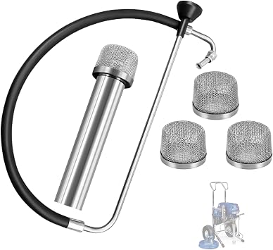 Replaces for Graco 695 Suction Hose & Reflux Line Sets - with 4PK 181072 1" NPT Thread Pump Inlet Strainer Screen Filters - Fits Graco 795 3900 1095 1595 5900 7900 Airless Paint Sprayer Accessories