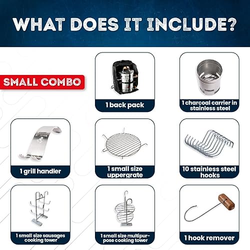 Miniatura 3 de EL BARRIL - Combo básico pequeño para parrilla y ahumador, barril 100% de acero inoxidable con 4 accesorios, puedes asar, ahumar, asar y hornear,