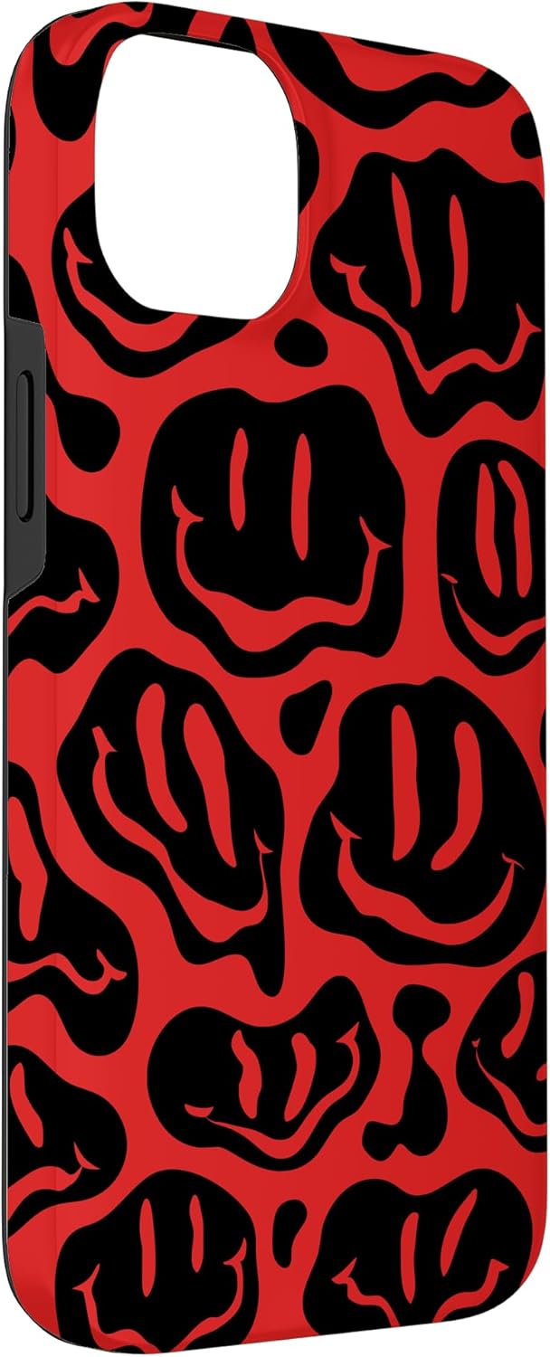Black Red Dripping Smile Face Case for iPhone 14 Plus