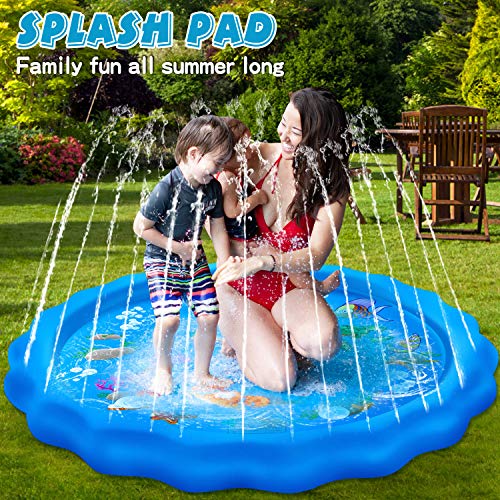Kingsdragon Splash Pad, 68" Sprinkler For Kids Outdoor Toys For Backyard, Play Mat Kiddie Baby Toddlers Swimming Pool Outside Water Toys Gifts For Age 3-12 Year Old Boy Girl #TOP3