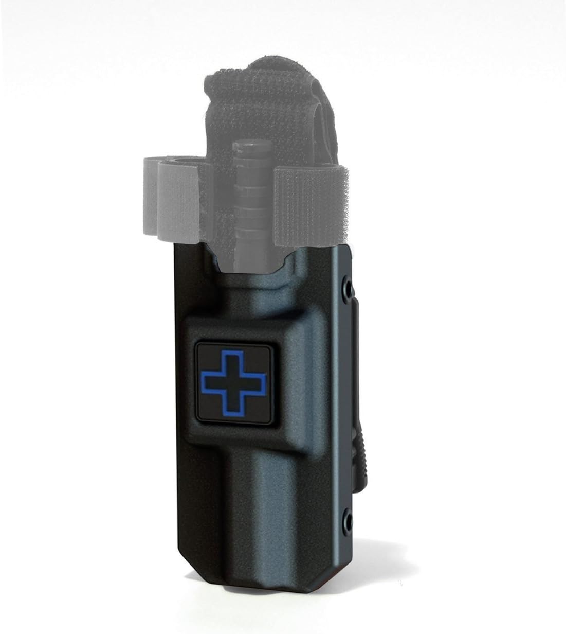 Rigid TQ Tourniquet Case for C-A-T CAT Tourniquet, Flat Black with Blue Cross, Belt (Tek) Attachment (Tourniquet Not Included)