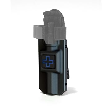 Eleven 10 Rigid TQ Tourniquet Case for C-A-T CAT Tourniquet, Flat Black with Blue Cross, Belt (Tek) Attachment (Tourniquet Not Included)