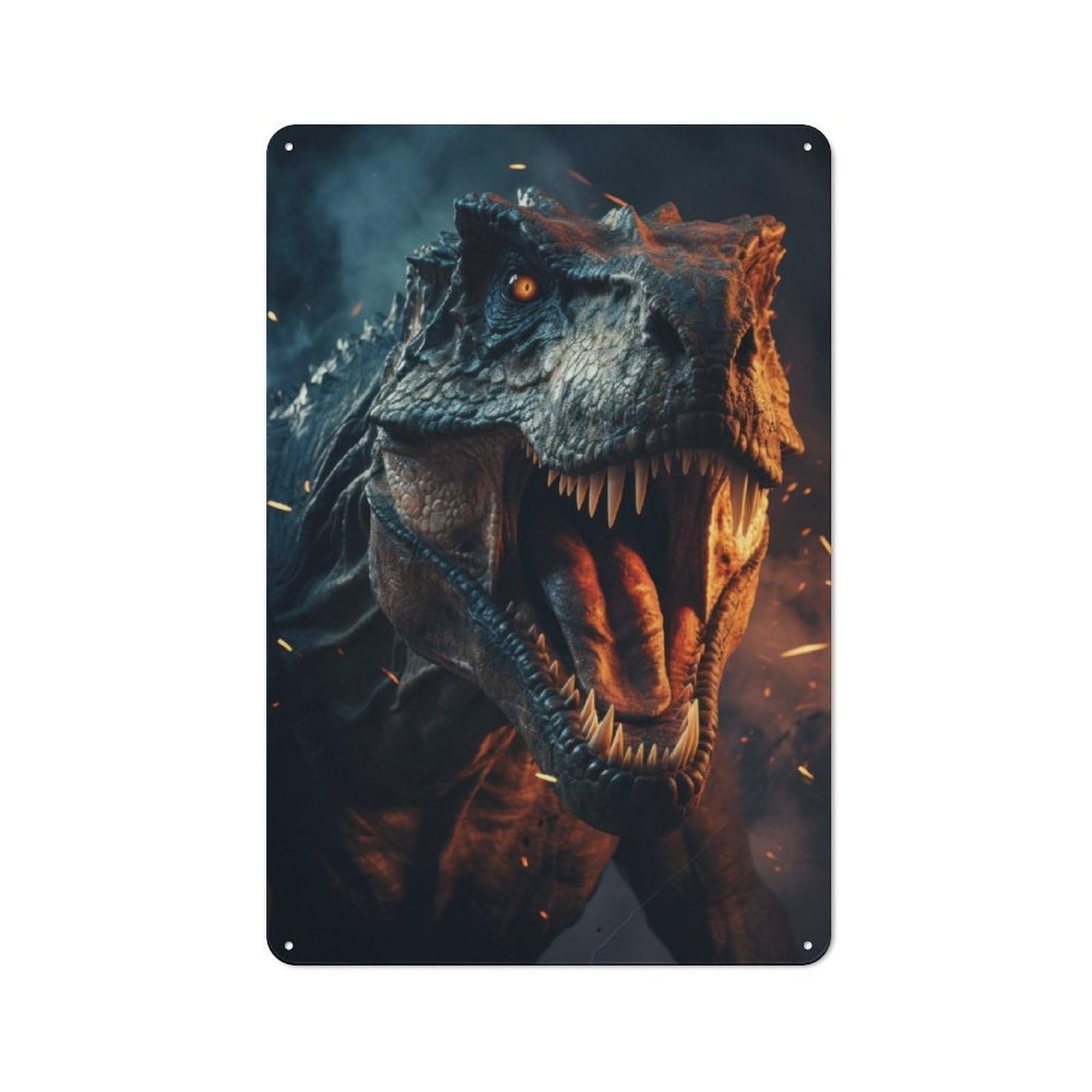 Junmoney Angry Dino Rustic Metal Sign 30X20cm Featuring For Garage Wall, Suited To Garage Decor Collectors