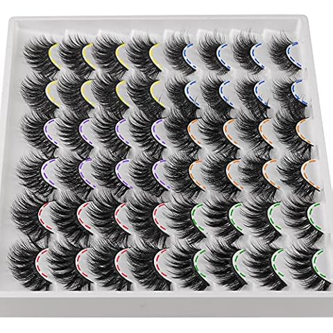 Ruairie 24 Pairs False Eyelashes Natural Look Wispy Fake Eyelashes Pack 6 Styles Mixed Natural Mink Lashes Fluffy 16-20MM False Lashes Bulk Cover