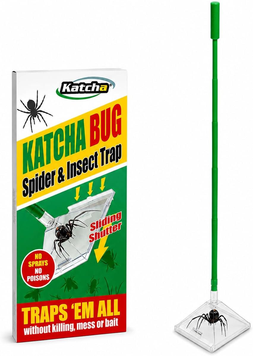 Katchaยฎ False Widow Catcher - 3 Piece Handle - Trap and catch False Widow spiders at arms length! - UK's Number 1 Spider Catcher Trap
