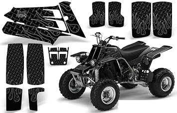 AMR Racing ATV Graphics kit Sticker Decal Compatible with Yamaha Banshee 350 1987-2005 - Diamond Flames Black Black