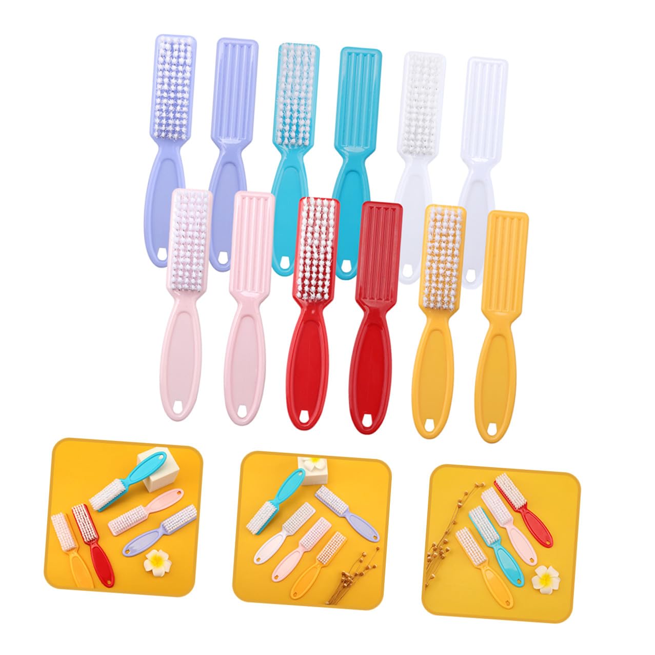 Cabilock Set 24 Pezzi Spazzole per Unghie Leggere in Plastico Impugnatura Ergonomica, Comode da Usare la Pulizia Manicure in Cucina e Lavanderia Colore Casuale
