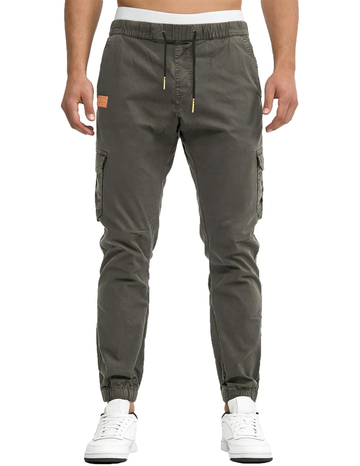 VMSUCIJ Pantaloni Cargo Uomo in Cotone Leggero con Coulisse e Tasche Laterali Pantaloni Casual Jogger Slim Fit per Tutte Le Stagioni