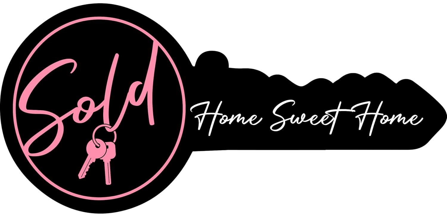 Realtor Key Sign - SOLD | Real Estate Signs | Home Buyer | 36"x 17 | Message On Sturdy Large Wooden Key Signs | Promotional Sign for Realtors | Sold - Home Sweet Home - Black/Pink
