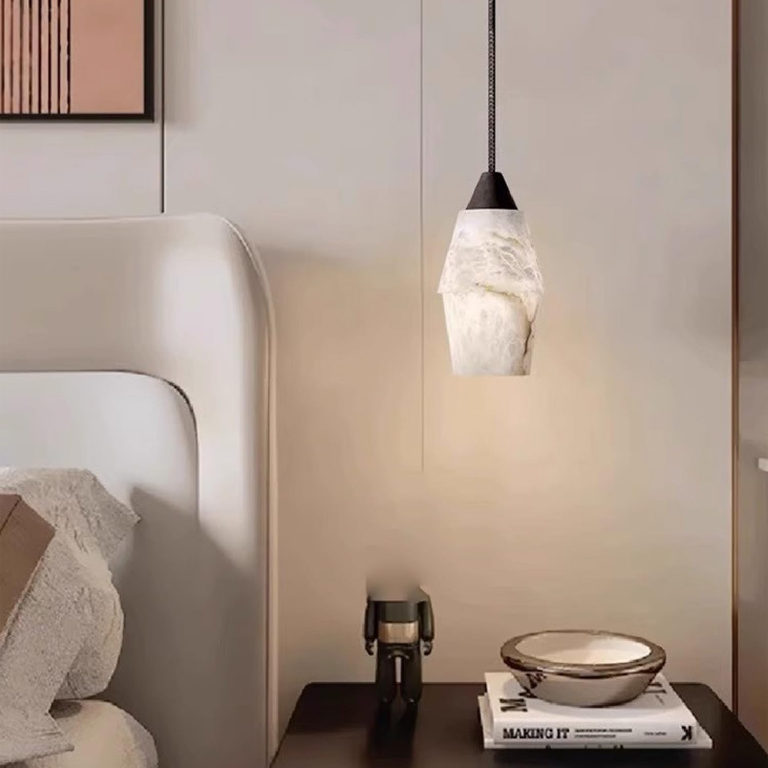 Nuovo lampadario a sospensione in marmo in stile cinese da 7,8 pollici
