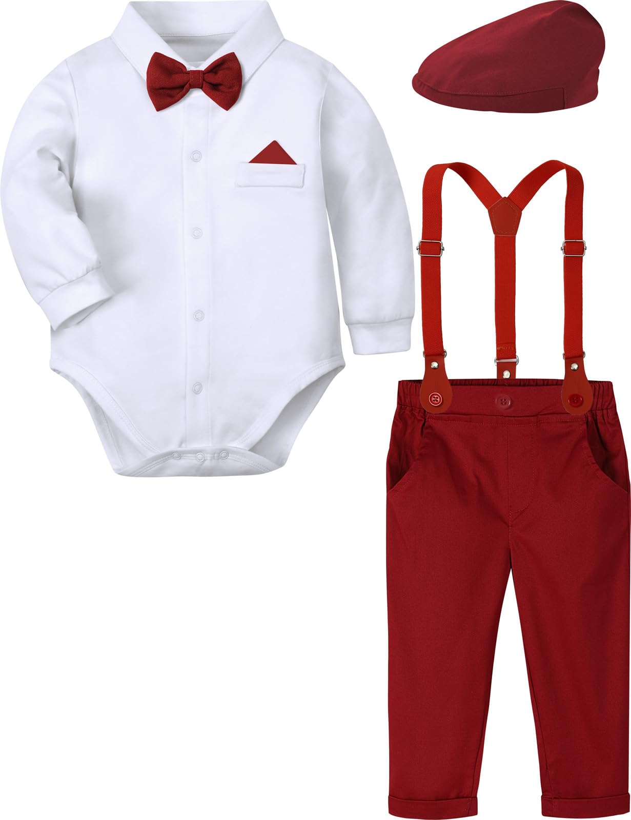 mintgreen Baby Bambino Abito Gentiluomo Matrimonio Vestiti Formale Camicia Set Bretelle Fiocco Cravatta con Cappello 3-18 Mesi
