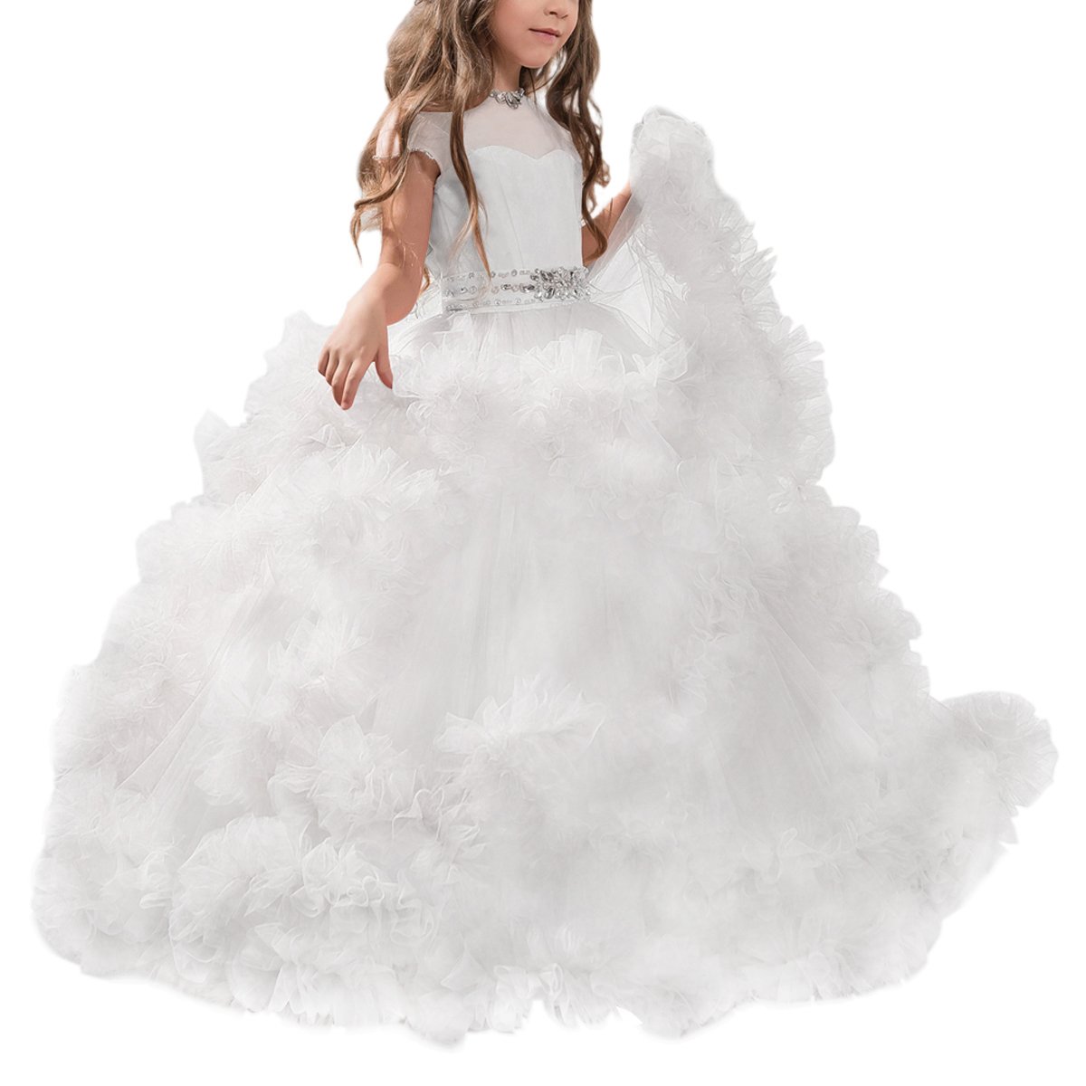 AbaoweddingStunning V-Back Luxury Pageant Tulle Ball Gowns for Girls 2-12 Year Old