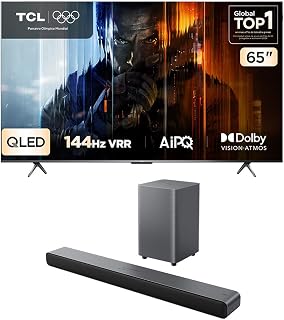 Combo Smart TV TCL 65 QLED 4K P8K WiFi Bluetooth 144Hz 65P8K e Soundbar TCL Subwoofer 2.1 S55H