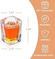 Vista 2 de Valeys Vasos de chupito de 2 oz de base pesada, juegos de 6/Vasos de tequila en forma de corazón transparentes/Vaso de chupito cuadrado/Vaso