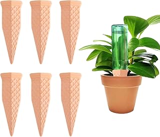 自動水やり器 植物 水やり 自動給水器 6本 自然素材陶土製 鉢植え用 持続保湿式 留守中も安心 ペットボトルに対応 室内 ベランダ対応