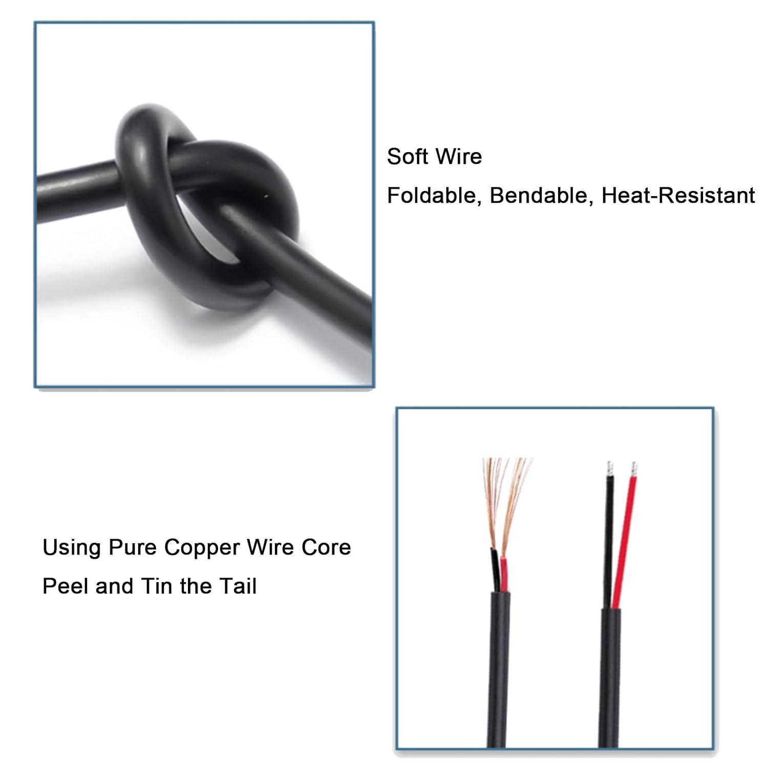 Single Long 1M/3.3FT 18AWG DC Power 5.5mm x 2.1mm Barrel Male Plug Connector to Pigtail Cable, 7A DC 5521 Extension Open End Cord for Surveillance Camera Cables,LED Strip Light - Image 2