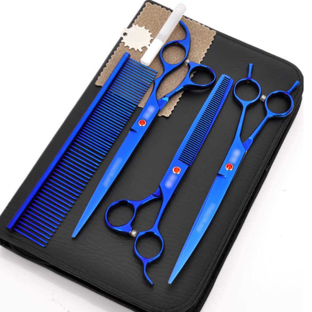8In Professional Pet Grooming Scissors Set, 4-Teilig 440C Japanischer Stahl, Gerade, Gebogen, Effilierschere, Kamm Für Hund Katze