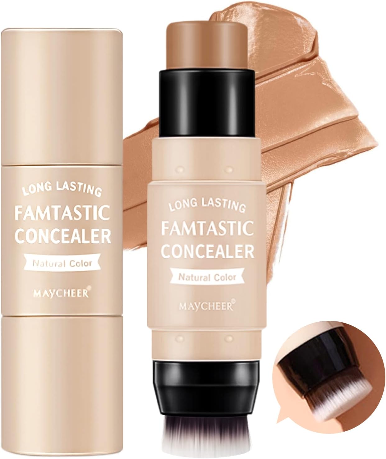 Mimore Contour Stick Concealer Bronzer Stick, Single Shade With Single Brush,On-the-Go Longwear Foundation Stick, Blends Easily Face Body Makeup, Creamy Texture(4# Contour)