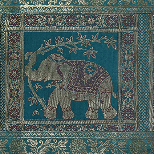 Green & Golden Elephant 72 Inch Silk Table Runners Decorative Vintage Design Indian Boho Coffee Tablecloth For Bohemian Hippie Party Banquet Decor Ethic Floral Design #TOP3
