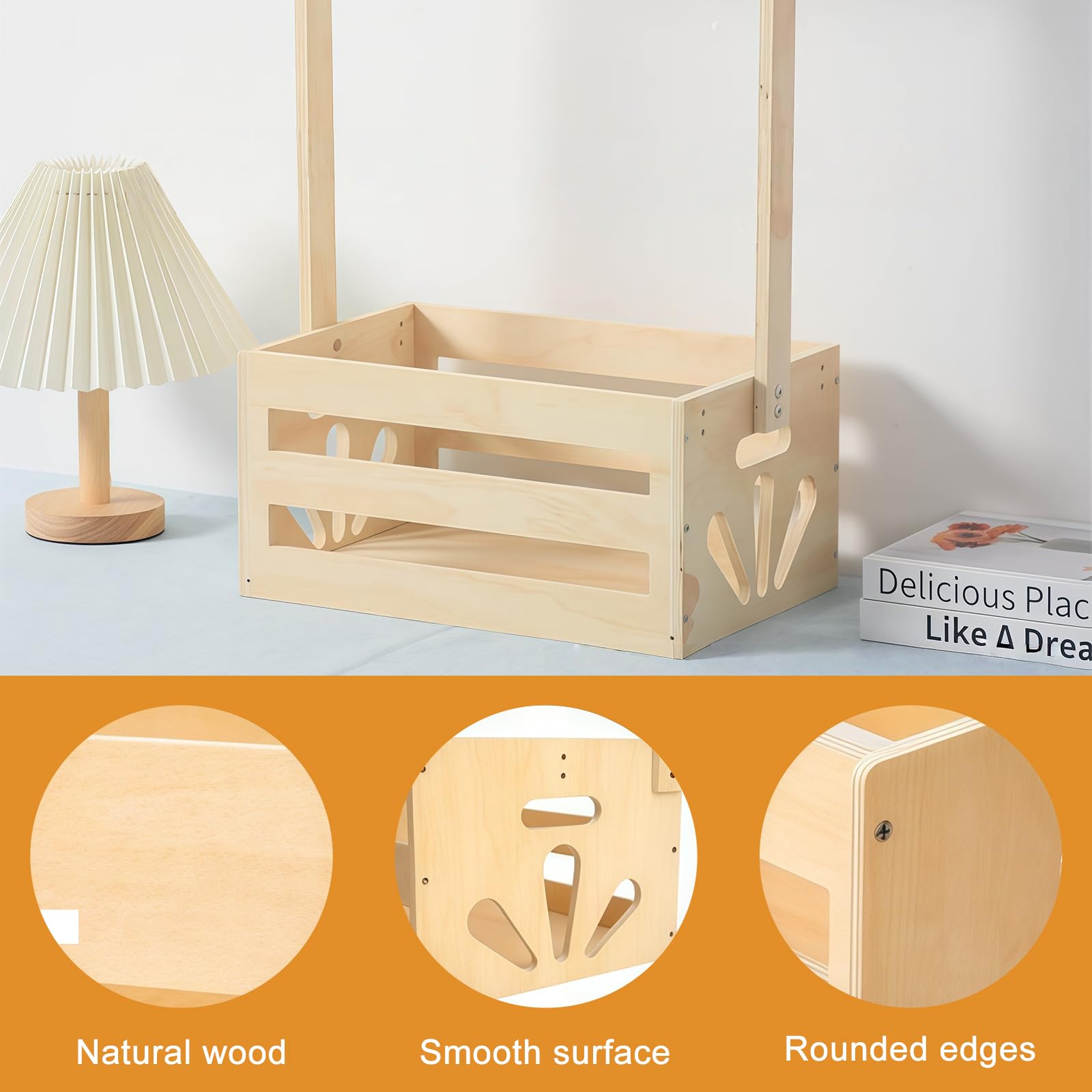 Boîte de rangement en bois pour fête prénatale - Armoire avec poignée - Cintres pour enfants - Boîte de rangement pratique pour bébé - Boîte de rangement en bambou - Multi-usages - Panier cadeau pour
