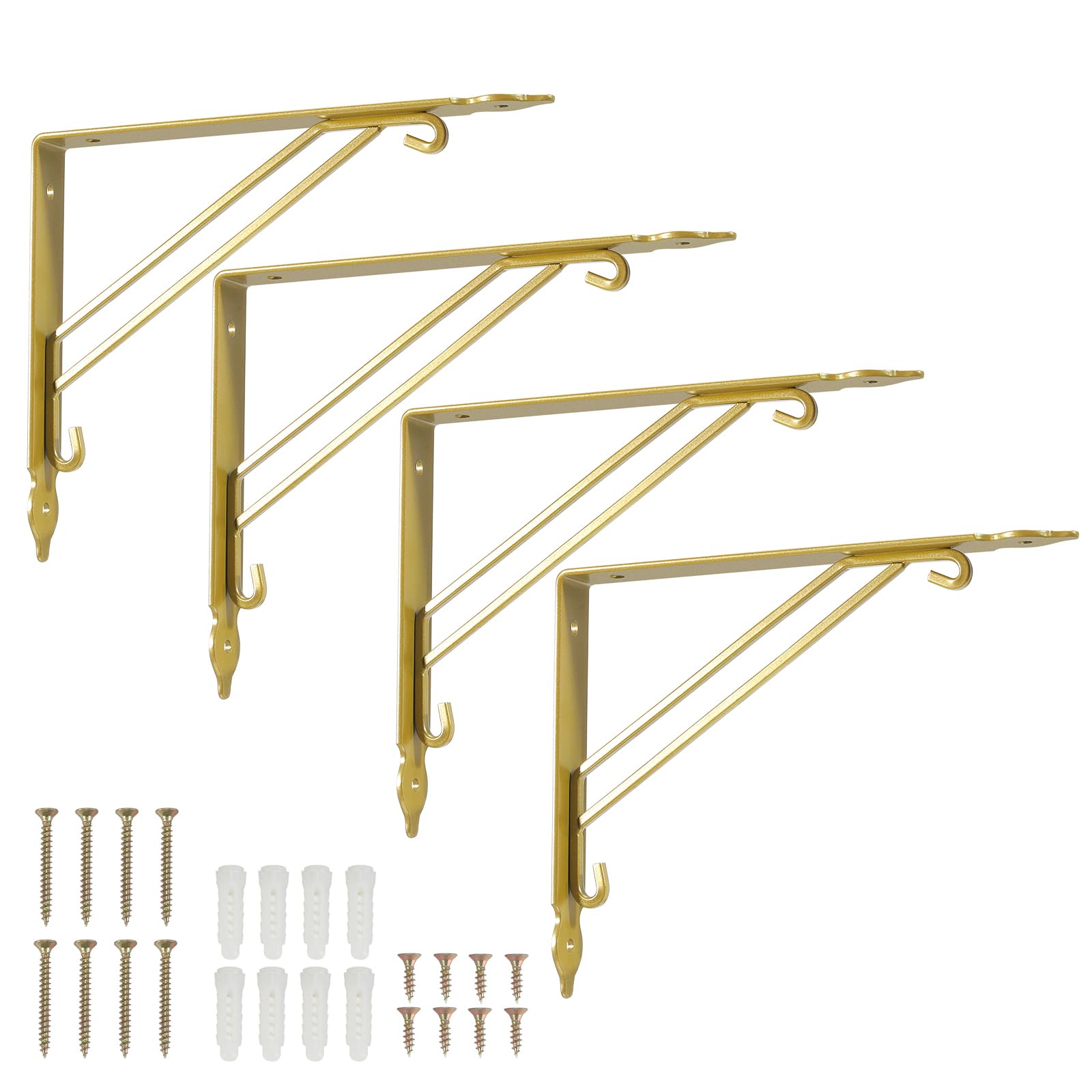 Z METNAL Gold Shelf Brackets, Triangle Shelving Brackets