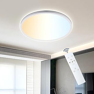 ONDTA LED Deckenleuchte Dimmbar 22W, 2800LM 2700K-6500K Deckenlampe mit Fernbedienung, IP44 Badezimmer lampe LED Panel für Küche Kinderzimmer Schlafzimmer Flur, Weiß, Rund-Ø42 CM