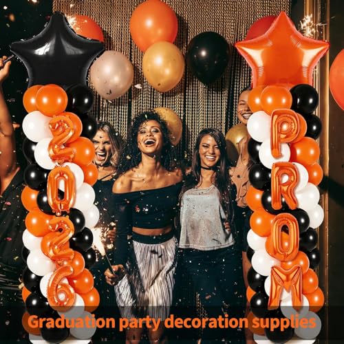 2 Sets Graduation Balloon Column Stand Kits with 132 PCS Orange Black White Latex Balloons 2026 Letters 6.5 Ft Adjustable Metal Tube Telescopic Tower Pillar with Base for Graduation Party Decoration by YLOLUL - Used condition - Image 6
