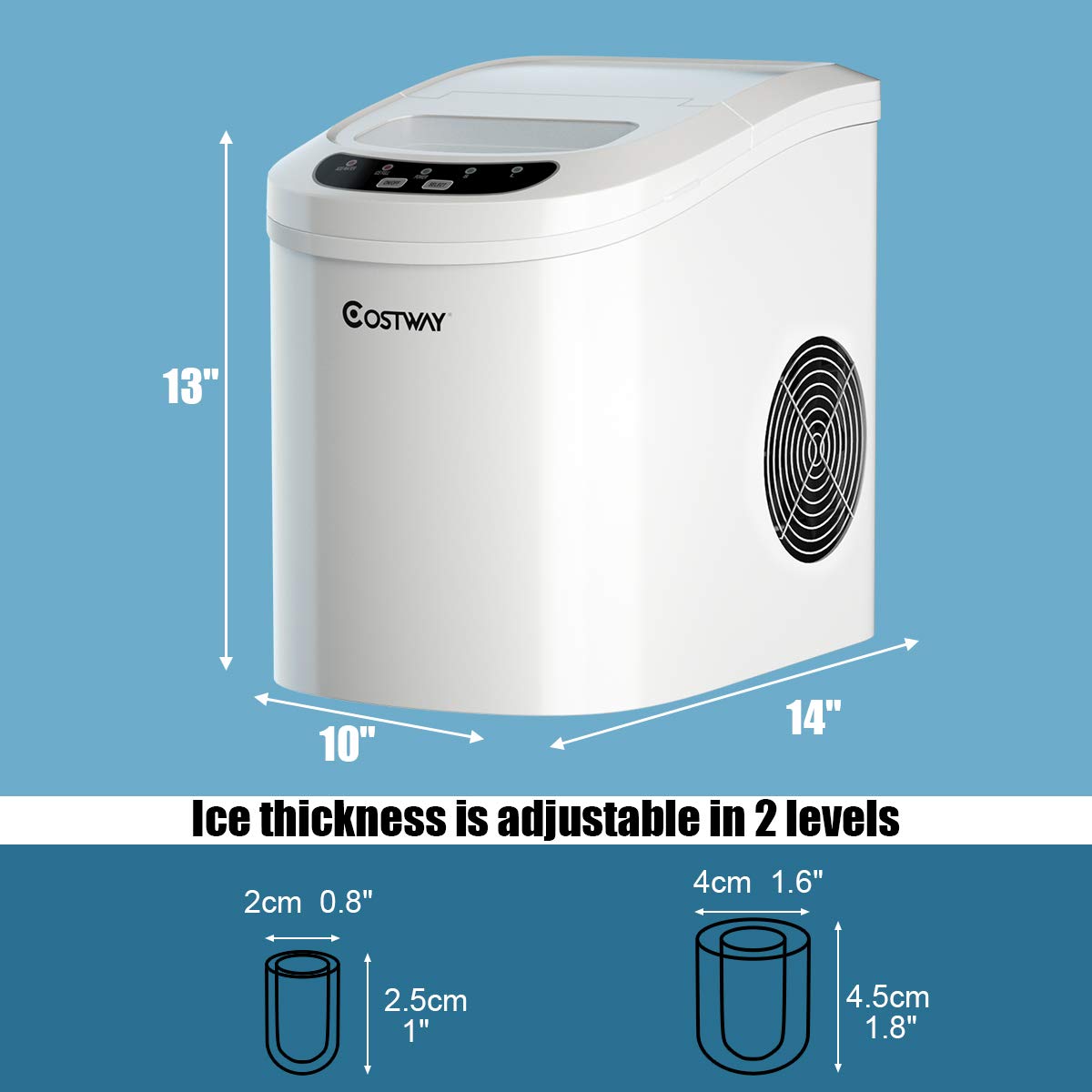 COSTWAY Countertop Ice Maker, 26lbs/24h Portable And Compact Ice Maker Machine, Ice Cubes Ready In 6 Mins, Electric High Efficiency Small Ice Maker With Ice Scoop For Home Kitchen Office, White on Fridge.com - View 5