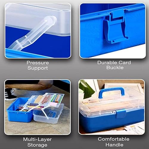 Miniatura 5 de Utoolmart - Caja organizadora, de plástico ABS, con divisores multiusos, transportable, con mango, para almacenamiento, bandeja extraíble, 1 pieza